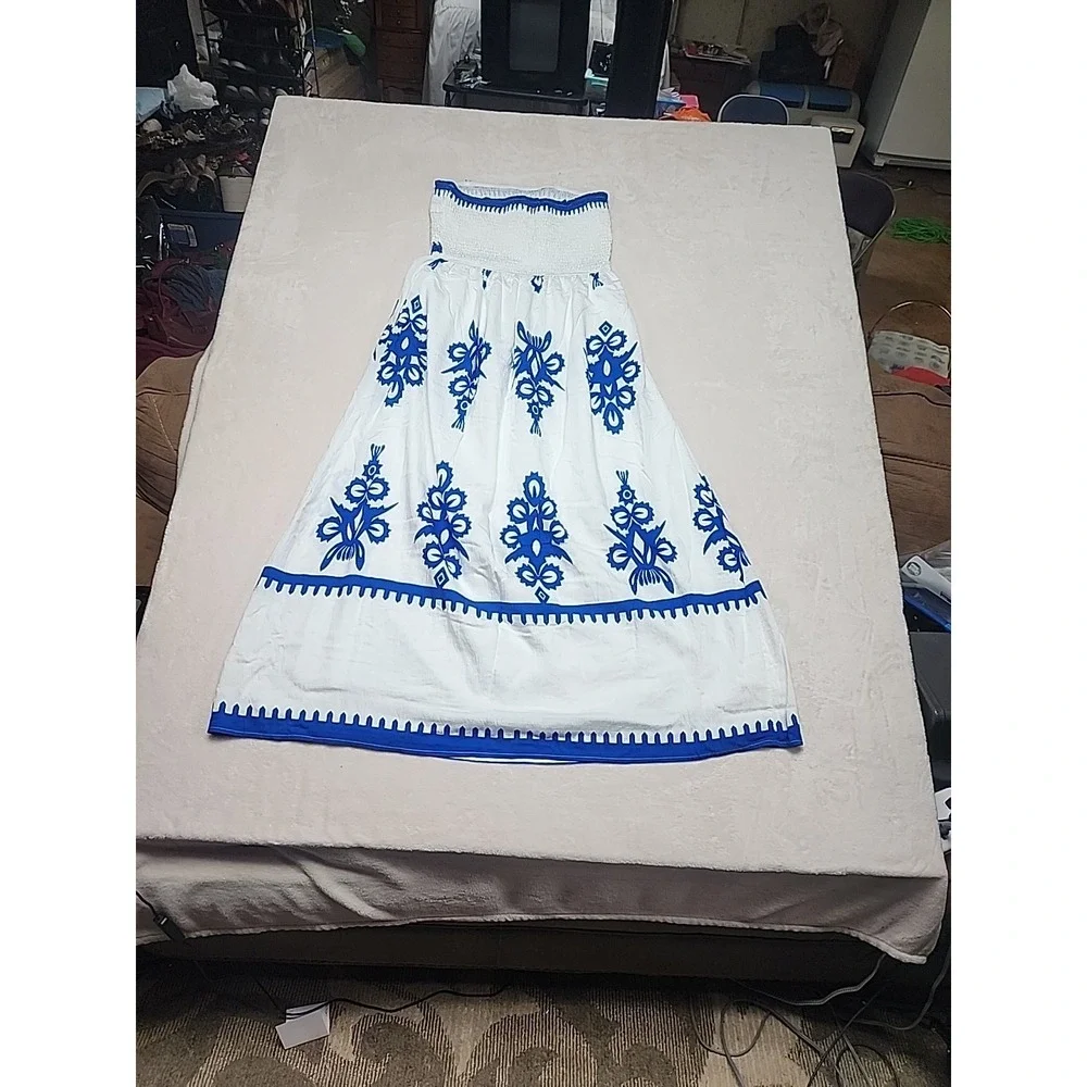 PRETTY GARDEN Summer Dress for Women Floral Sundress Strapless Flowy‎ Beach Med - Picture 6 of 7